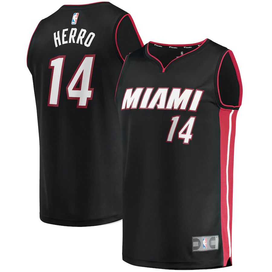 Men Miami Heat #14 Tyler Herro Fanatics Branded Black Fast Break Replica NBA Jersey